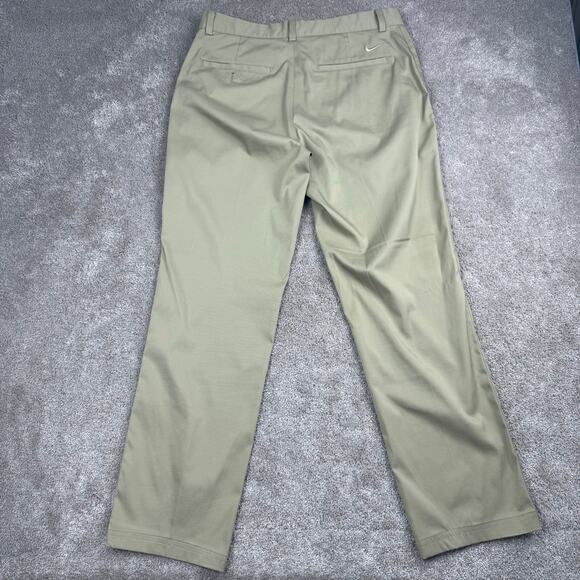 Khaki Nike Golf Dri-Fit Pants Size 32x30 Beige Flat Front Chinos Performance - Picture 3 of 4